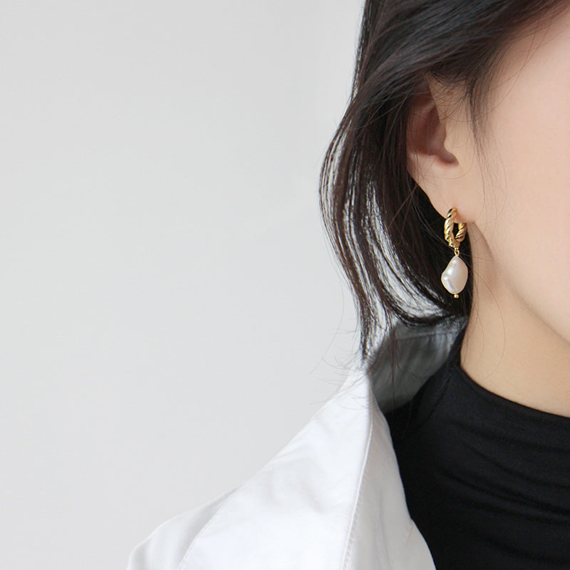 Irregular Shell Pearl Earrings
