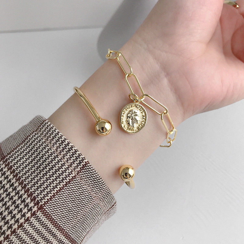 Simple Gold Beads Bangle