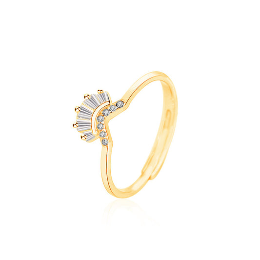 Modern CZ V Shape Ring