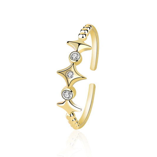 Shining Quadrangular Stars Ring