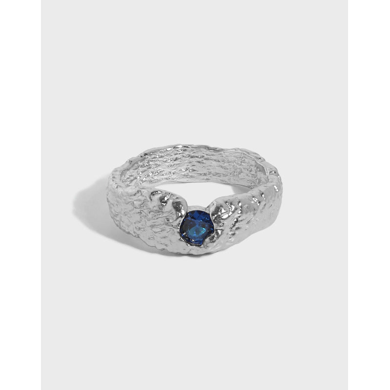 Blue CZ Irregualr Ring