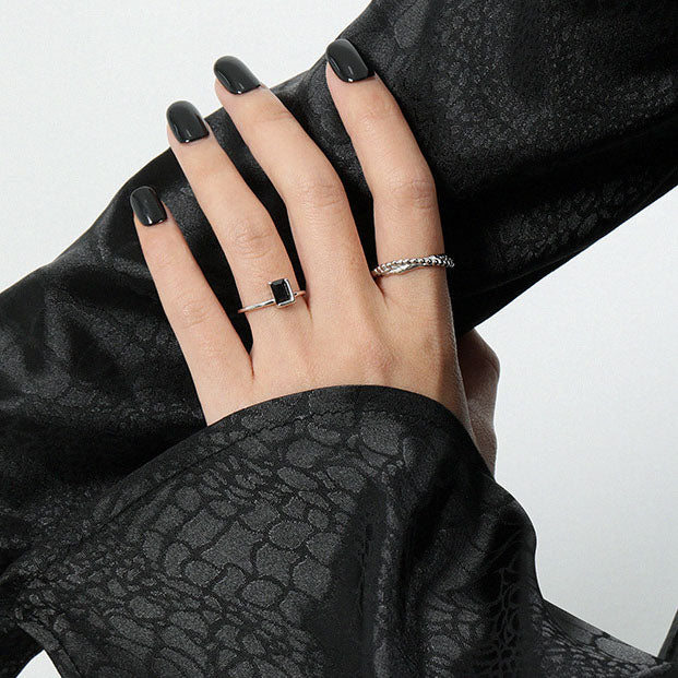 Black Baguette Ring