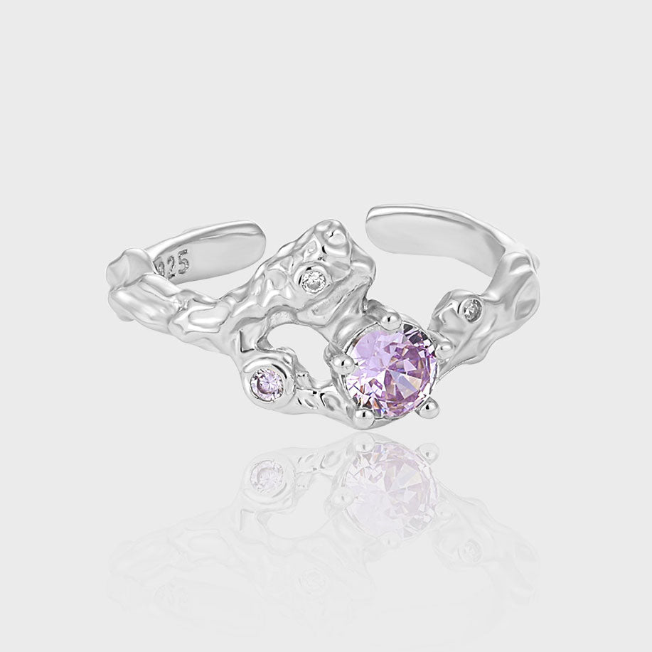 Round Purple CZ Ring