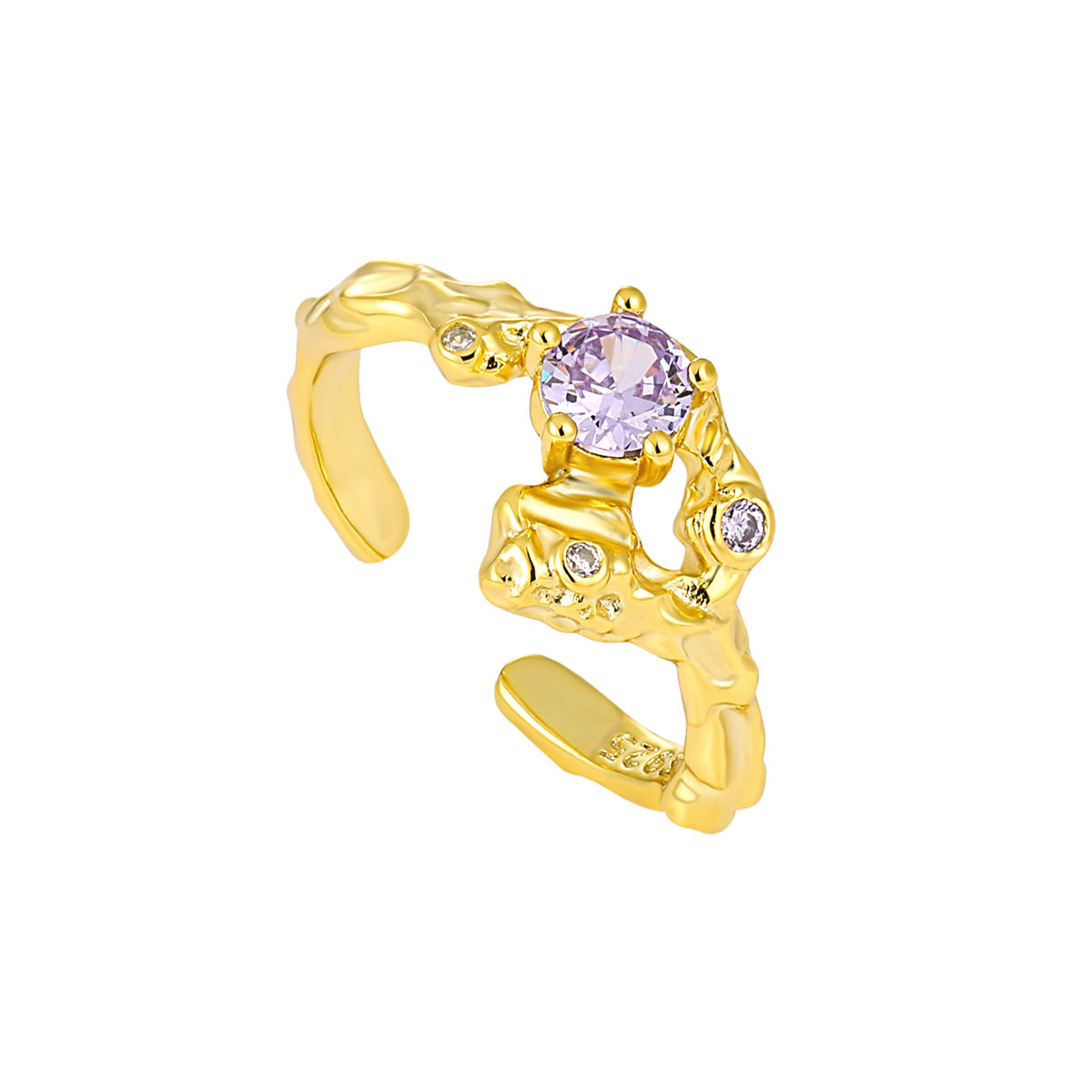 Round Purple CZ Ring