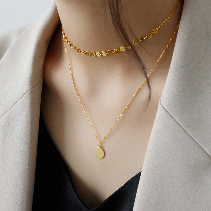 Wafer Double Layer Necklace